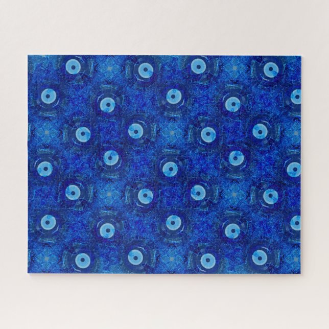 Quebra-cabeça Cool, modern digital art of blue evil eye pattern (Horizontal)