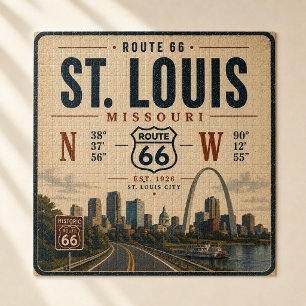 Quebra-cabeça Coordenadas do Arco da Rota 66 de St Louis