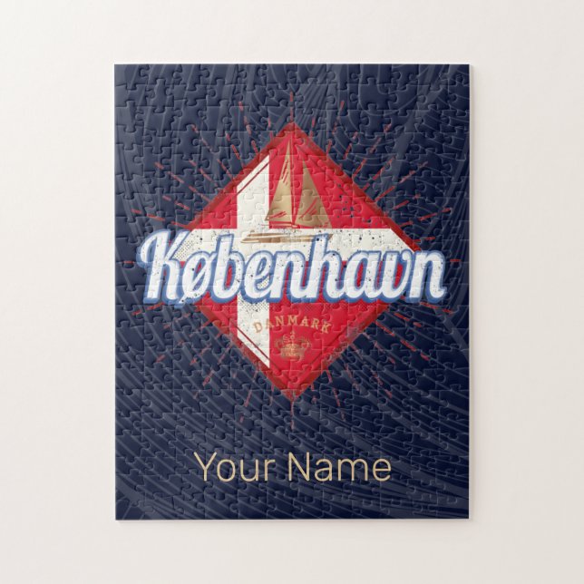 Quebra-cabeça Copenhaga Capital Dinamarca - Navio retrô à vela (Vertical)