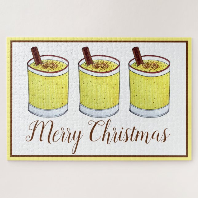 Quebra-cabeça Coquito Porto Rico Eggnog Bebe Feliz Natal (Horizontal)