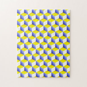 Quebra-cabeça Cor Branco Amarelo-Claro Branco Sombreado 3D Cubos