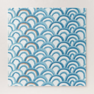 Quebra-cabeça Cor da água de onda azul, pintura sem costura.