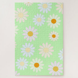 Quebra-cabeça Cor-de-água doce colorida Daisy Pattern Green