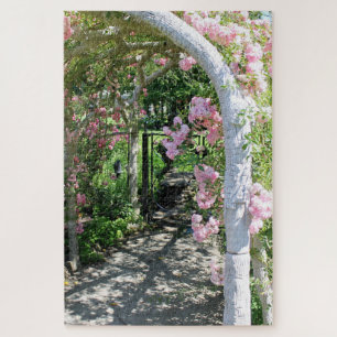 Quebra-cabeça cor-de-rosa bonito do arco da flor