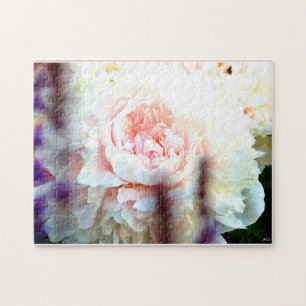 Quebra-cabeça cor-de-rosa da flor da peônia