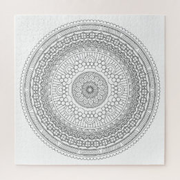 Quebra-cabeça Cor do Mandala Redondo preto e branco v3