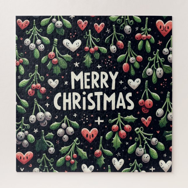 Quebra-cabeça Coração bonita do Mistletoe de Natal (Vertical)