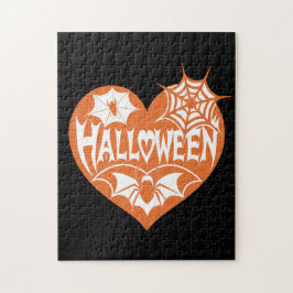 Quebra-cabeça Coração de Halloween, Coração em Forma de Laranja,