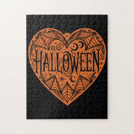 Quebra-cabeça Coração de Halloween, Coração em forma de laranja,