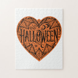 Quebra-cabeça Coração de Halloween, Coração em Forma de Laranja,
