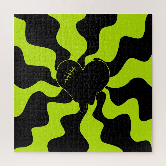 Quebra-cabeça Coração Derretida - Verde limão (Vertical)