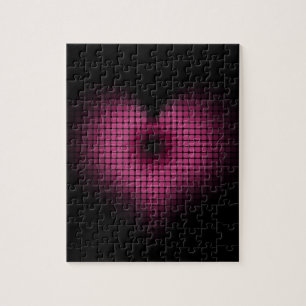 Quebra-cabeça Coração do mosaico rosa e preto