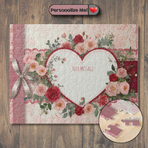 Quebra-cabeça Coração e Rosa Personalizáveis