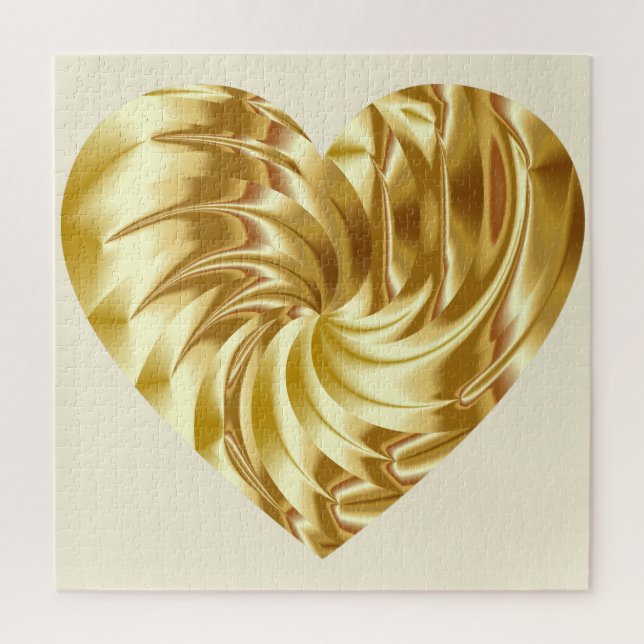Quebra-cabeça Coração ouro (Dourada forma de amor) (Vertical)