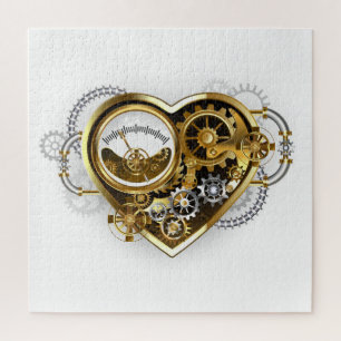 Quebra-cabeça Coração Steampunk com Manômetro
