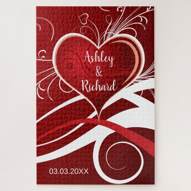 Quebra-cabeça Coração Vermelho com Rochas (Vertical)