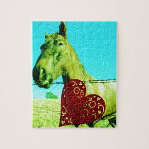 Quebra-cabeça Coração Vermelho e Cavalo