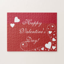 Corações Brancos em Vermelho