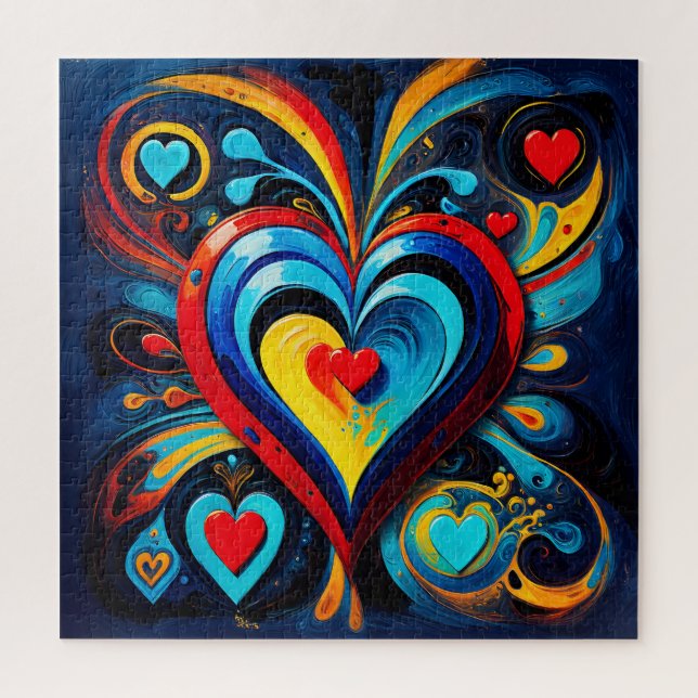 Quebra-cabeça Corações Brilhantes Arte Moderna Negrito (Vertical)