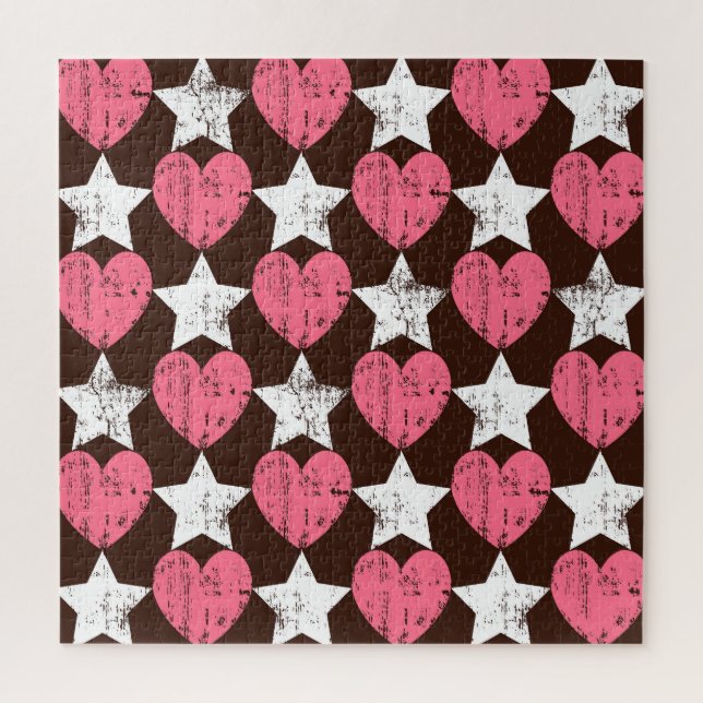 Quebra-cabeça Corações com Threadbare Retro Textura de Estrelas (Vertical)
