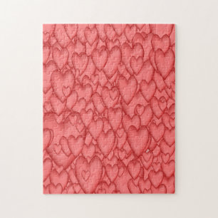 Quebra-cabeça Corações de Amor Rosa Decorativo
