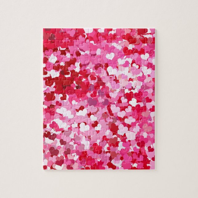 Quebra-cabeça Corações de Confetes Rosa (Vertical)