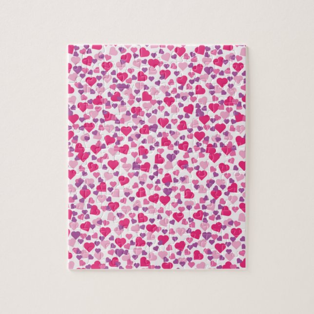 Quebra-cabeça Corações de Namorados rosa e roxo (Vertical)