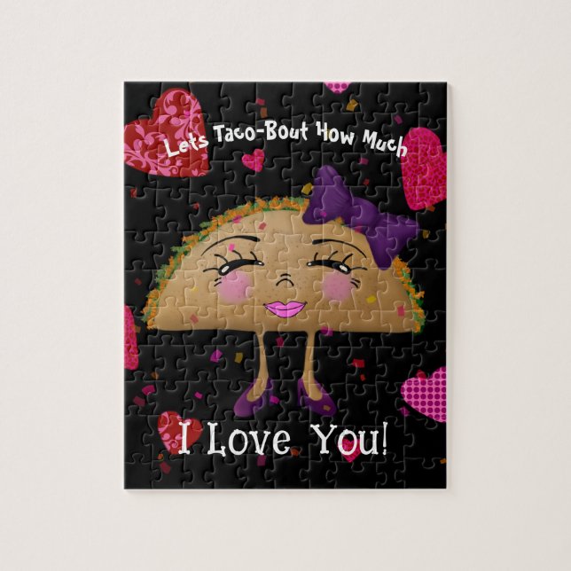 Quebra-cabeça Corações roxos de fita-taco, confete (Vertical)