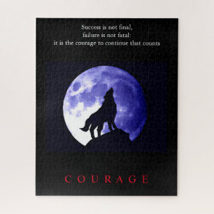 Quebra-cabeça Coragem Motivacional de Wolf Blue Night