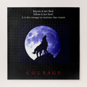 Quebra-cabeça Coragem Motivacional de Wolf Blue Night