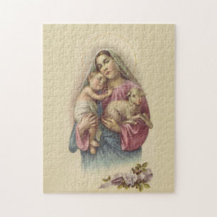 Quebra-cabeça Cordeiro abençoado de Jesus do bebê da mãe da