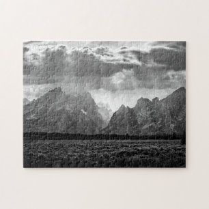 Quebra-cabeça Cordilheira grande de Teton em preto e branco