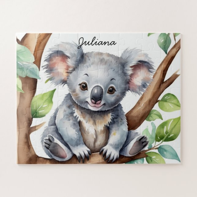 Quebra-cabeça Cores Aquáticas Cute Koala Bear Personalizadas (Horizontal)