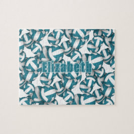 Quebra-cabeça cores da equipe de vôlei branca adolescente