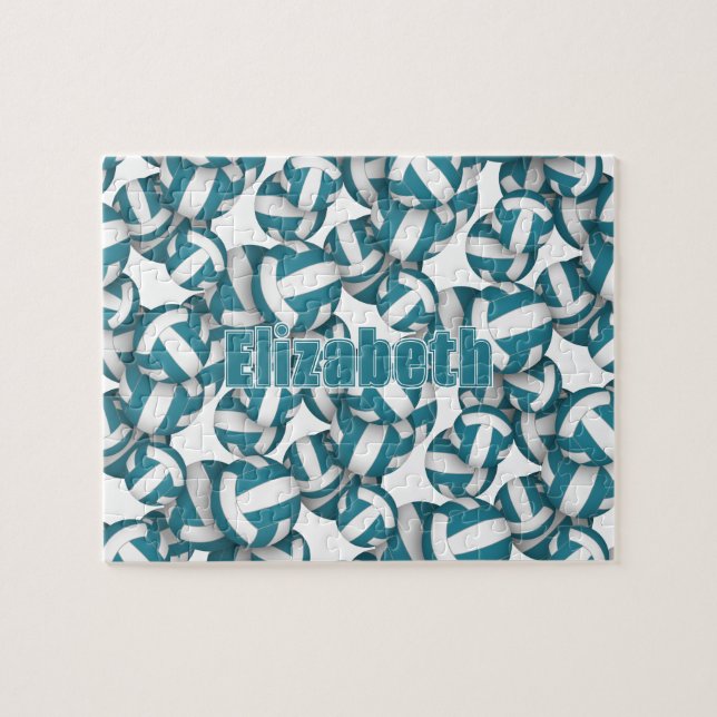 Quebra-cabeça cores da equipe de vôlei branca adolescente (Horizontal)