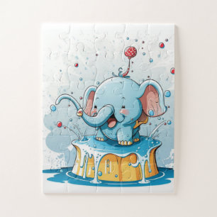 Quebra-cabeça Cores de Elefante Pastel Fofo Puzzles