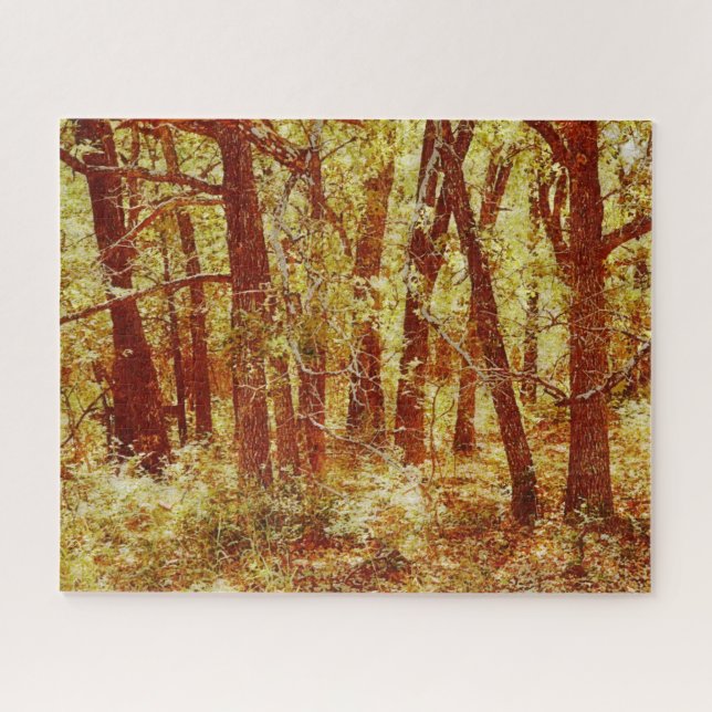 Quebra-cabeça Cores de Outono Dourado Floresta Arte Quebra-Cabeç (Horizontal)