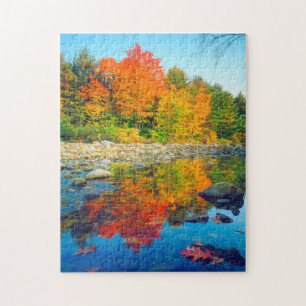 Quebra-cabeça Cores de outono refletidas em um riacho em Vermont