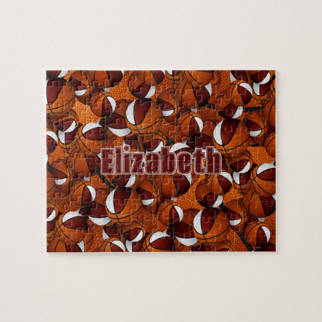 Quebra-cabeça cores do time de basquetebol branco maroon (Horizontal)