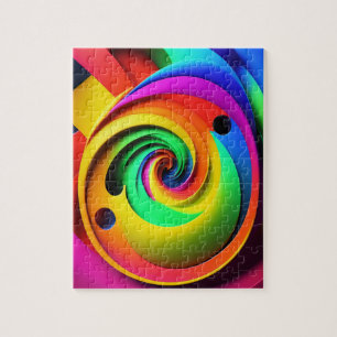Quebra-cabeça Cores espirais Coloridas 3D Abstrato Geométrico