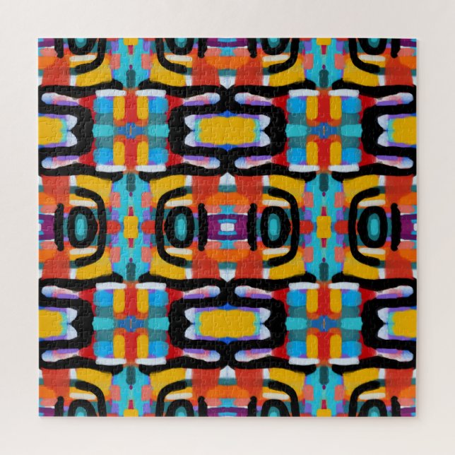 Quebra-cabeça Cores Únicas Abstratas Funky Olhar Pintado à Mão (Vertical)