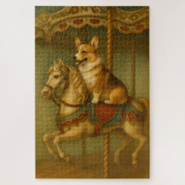 Quebra-cabeça Corgi Carousel Vintage