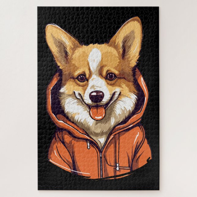 Quebra-cabeça Corgi Engraçado Vestindo Moletom (Vertical)