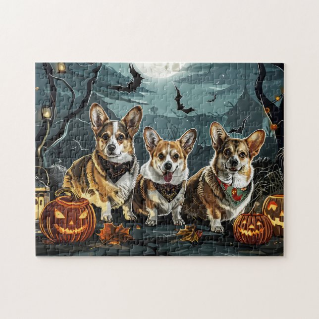 Quebra-cabeça Corgi Halloween Spooky (Horizontal)