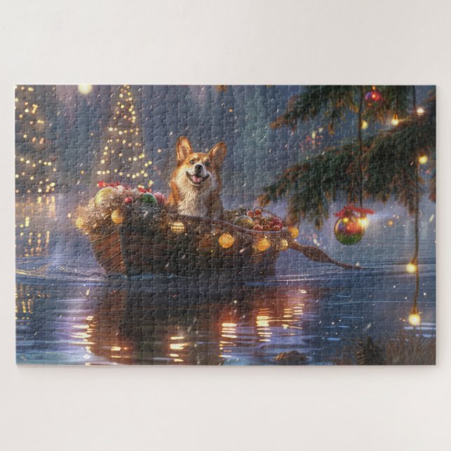 Quebra-cabeça Corgi Natal Festivo Voyage (Horizontal)