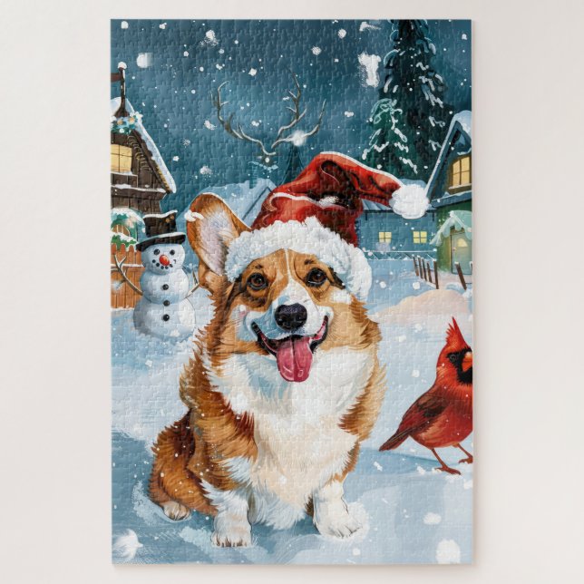 Quebra-cabeça Corgi Winter Wonderland Christmas Joy (Vertical)