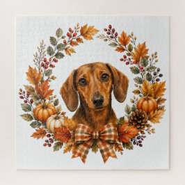 Quebra-cabeça Coroa de Outono de Dachshund