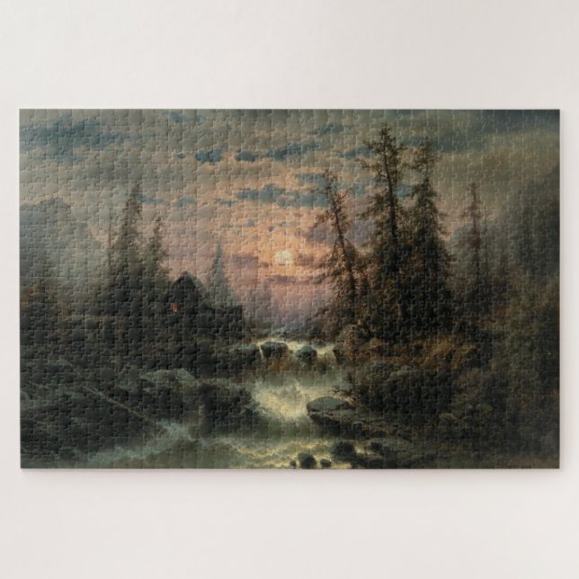 Quebra-cabeça Corrente das Montanhas em Lua - Albert Rieger (Horizontal)