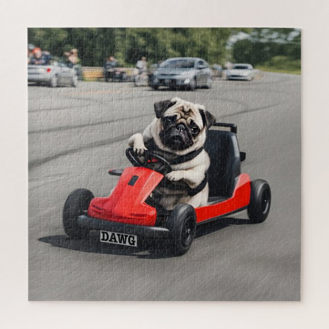 Quebra-cabeça Corrida Pug go-kart (Vertical)