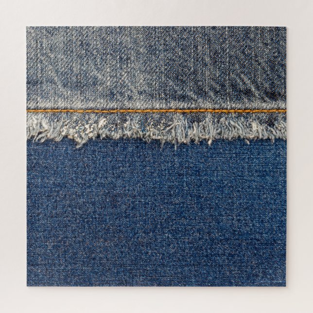 Quebra-cabeça Cortina Laranja, Patch Duplo De Denim. (Vertical)